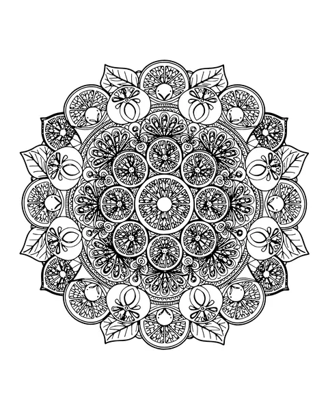 Citrus Slice Mandala coloring page