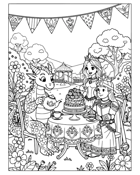 Dragon's Tea Party coloring page