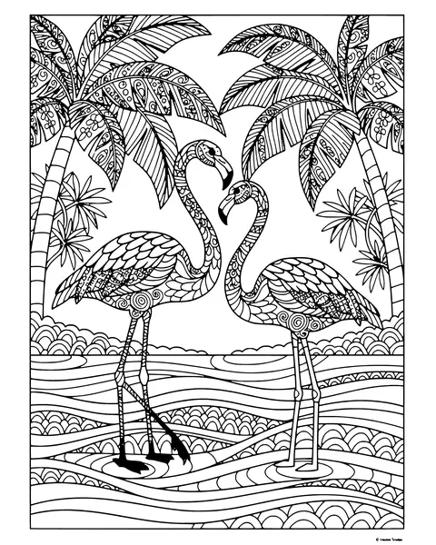 Flamingo Lagoon coloring page