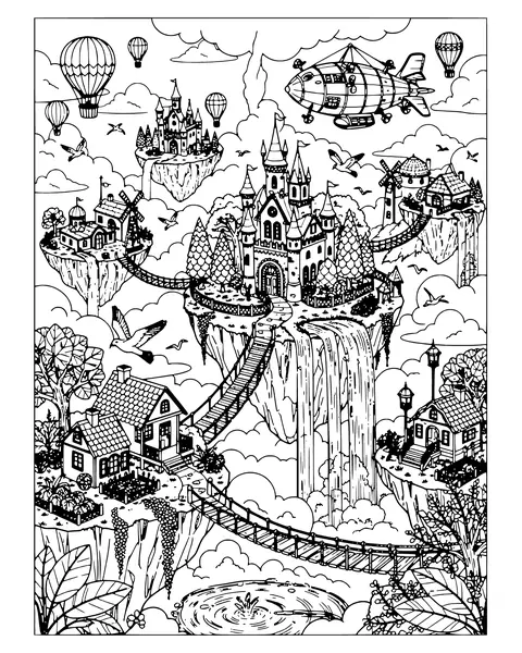 Floating Sky Kingdom coloring page
