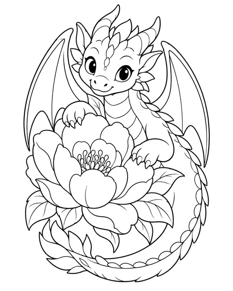 Flower Dragon coloring page