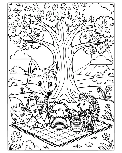 Fox's Picnic coloring page