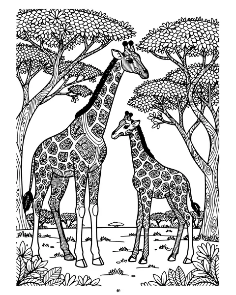 Giraffe and Calf coloring page