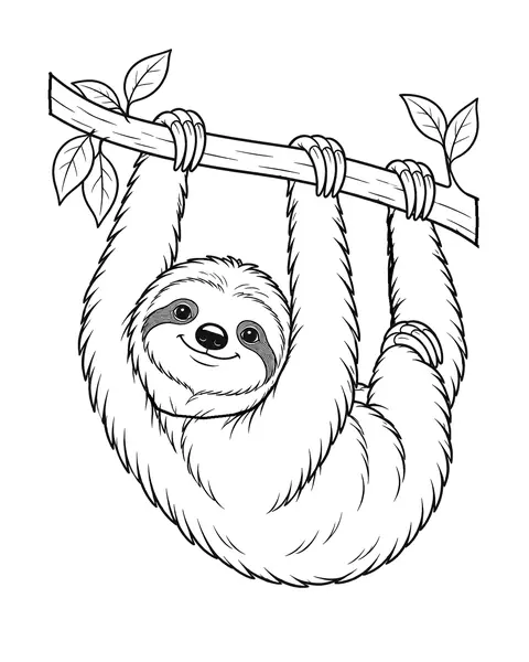 Hanging Sloth coloring page