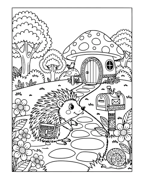 Hedgehog Postman coloring page