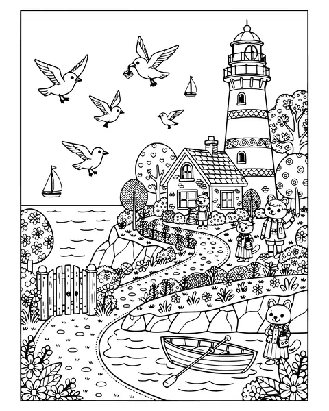 Lighthouse Keeper's Cottage coloring page