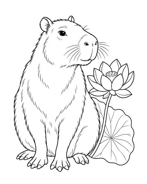 Lotus Capybara coloring page