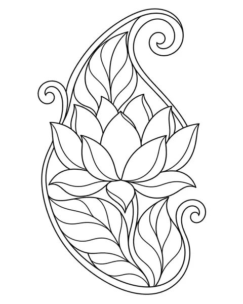 Lotus Paisley Drop coloring page