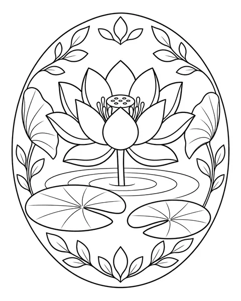 Lotus Pond Mandala coloring page