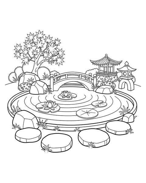 Moon Bridge Garden coloring page