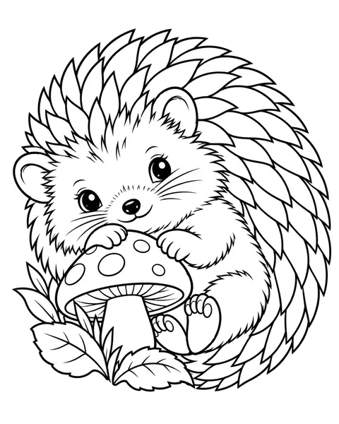 Mushroom Hedgehog coloring page