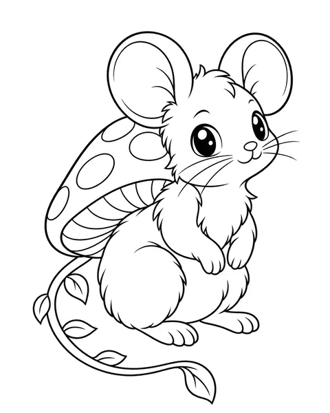 Mushroom Mouse coloring page