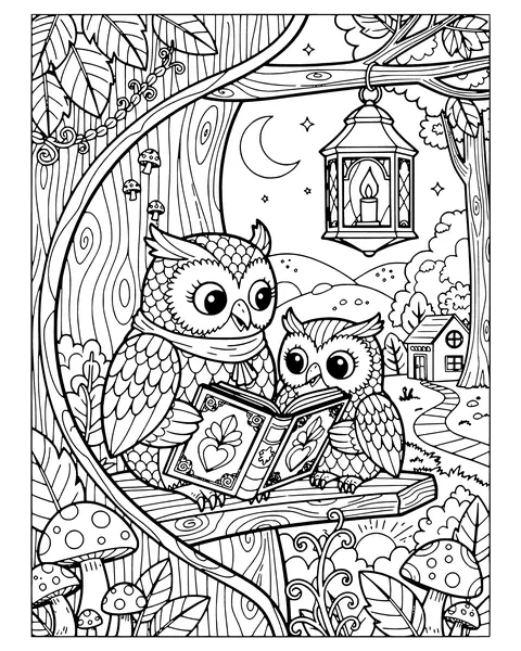 Owl's Bedtime Story coloring page