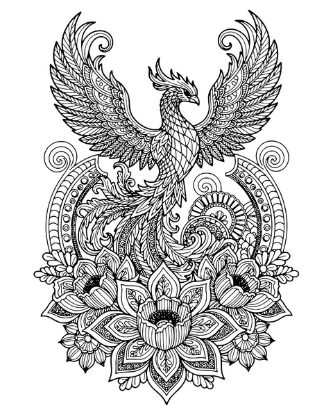 Phoenix in Flowers coloring page