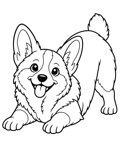 Playful Corgi coloring page