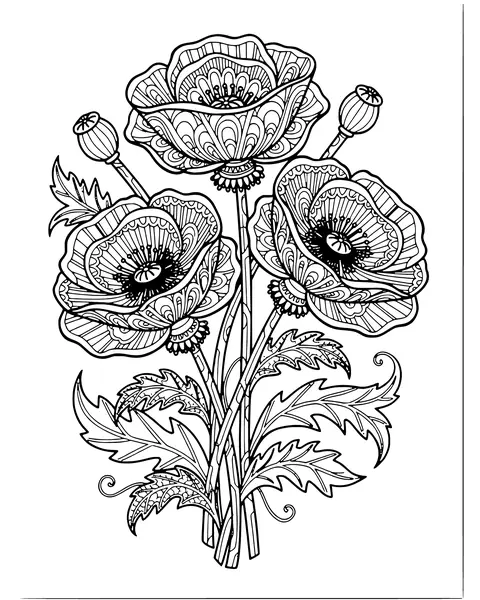 Poppy Field Corner coloring page