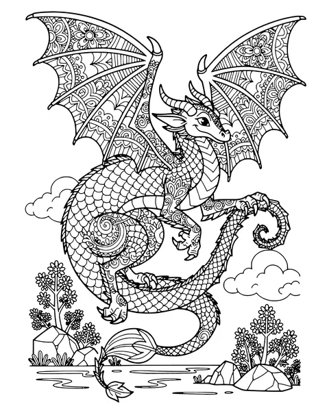 Rainbow Dragon coloring page
