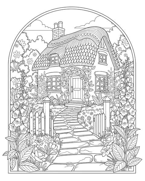 Rose Cottage coloring page