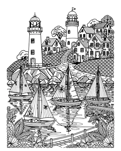 Seaside Harbour coloring page