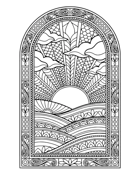 Stained Glass Sunrise coloring page
