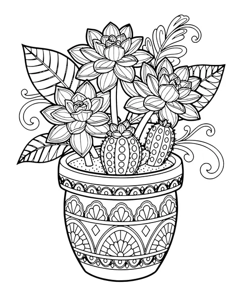 Succulent Pot coloring page