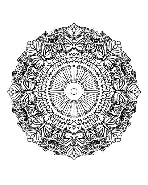 Sunburst Butterfly Mandala coloring page