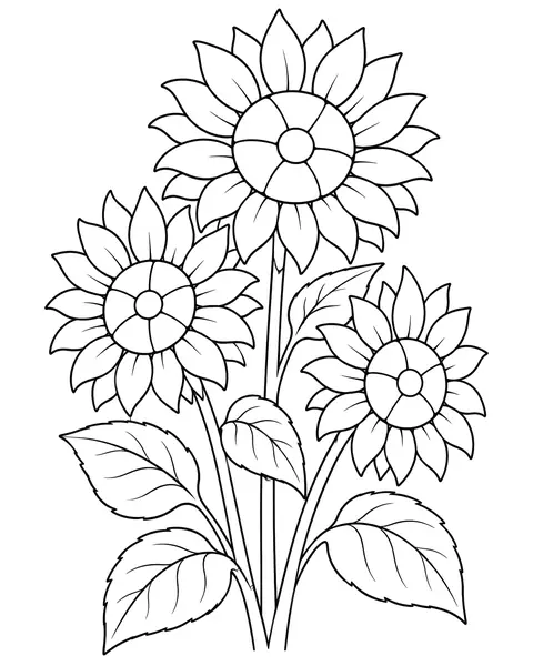 Sunflower Trio coloring page