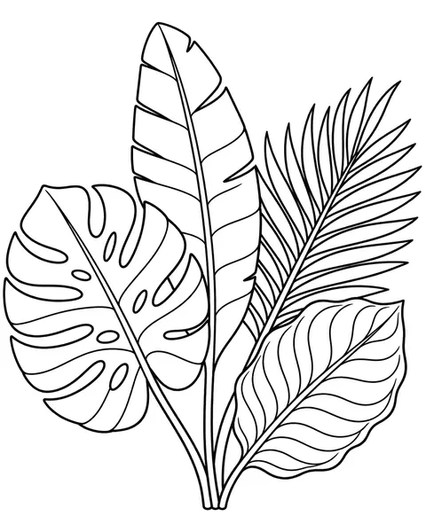 Tropical Leaves coloring page