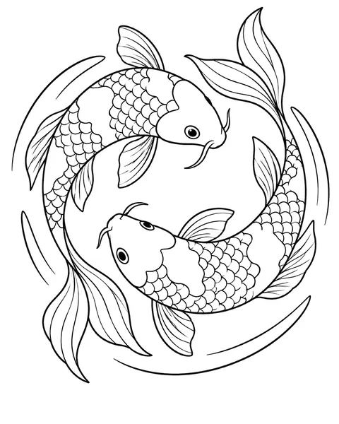 Turning Koi coloring page