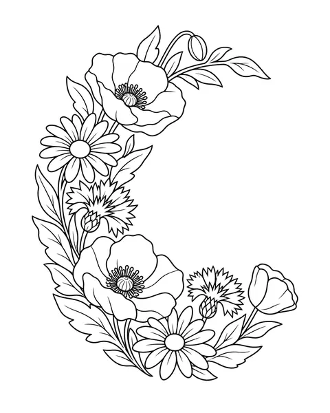 Wildflower Crescent coloring page