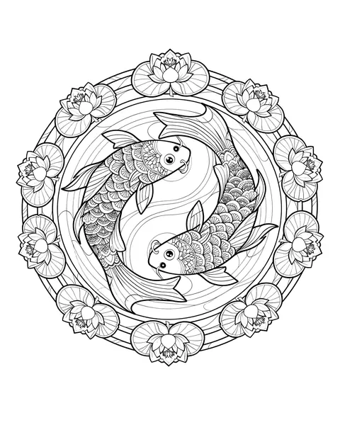 Zentangle Koi Pond coloring page