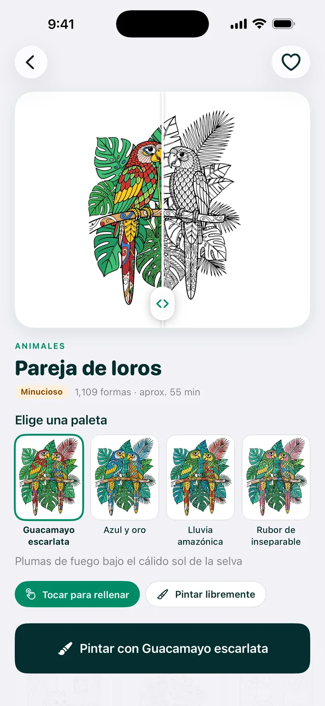 Pantalla de Paint Alive: Paletas hechas para cada dibujo